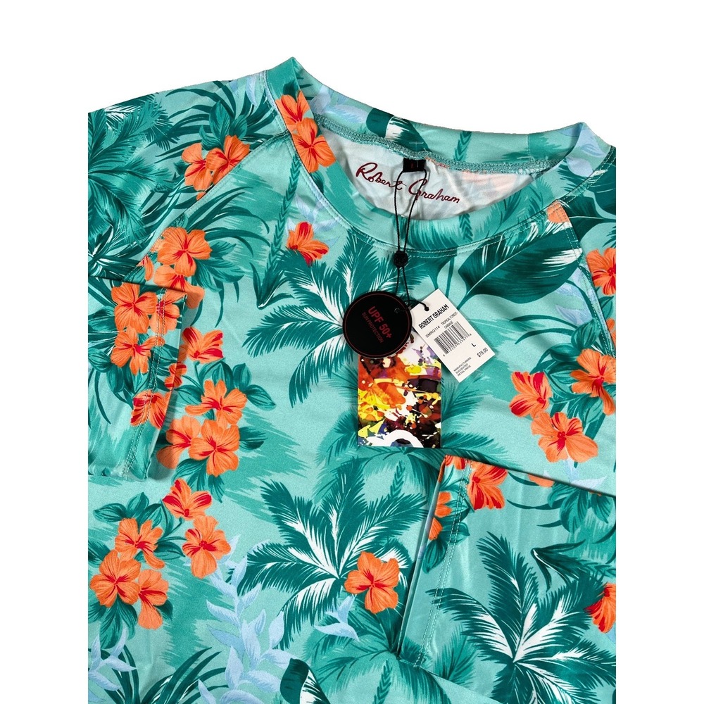Robert Graham Tropical Forest Cabbage (Green) UPF 50+ Long Sleeve Shirt Men's Lg